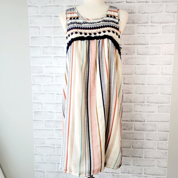 THML Dresses & Skirts - THML Sleeveless stripped Embroidered Dress SZ M